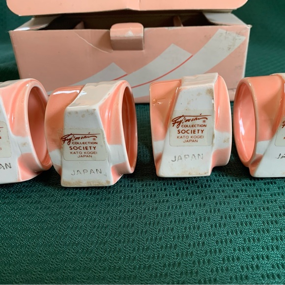 Vintage Ceramic Napkin Rings Society Kato Kogei, Kaneaki Fujimori Made In Japan - Picture 7 of 9